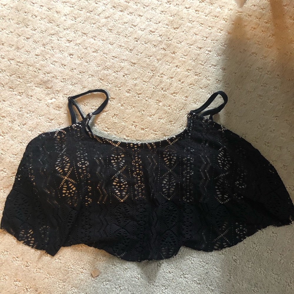 Black plus size flowy bathing suit top